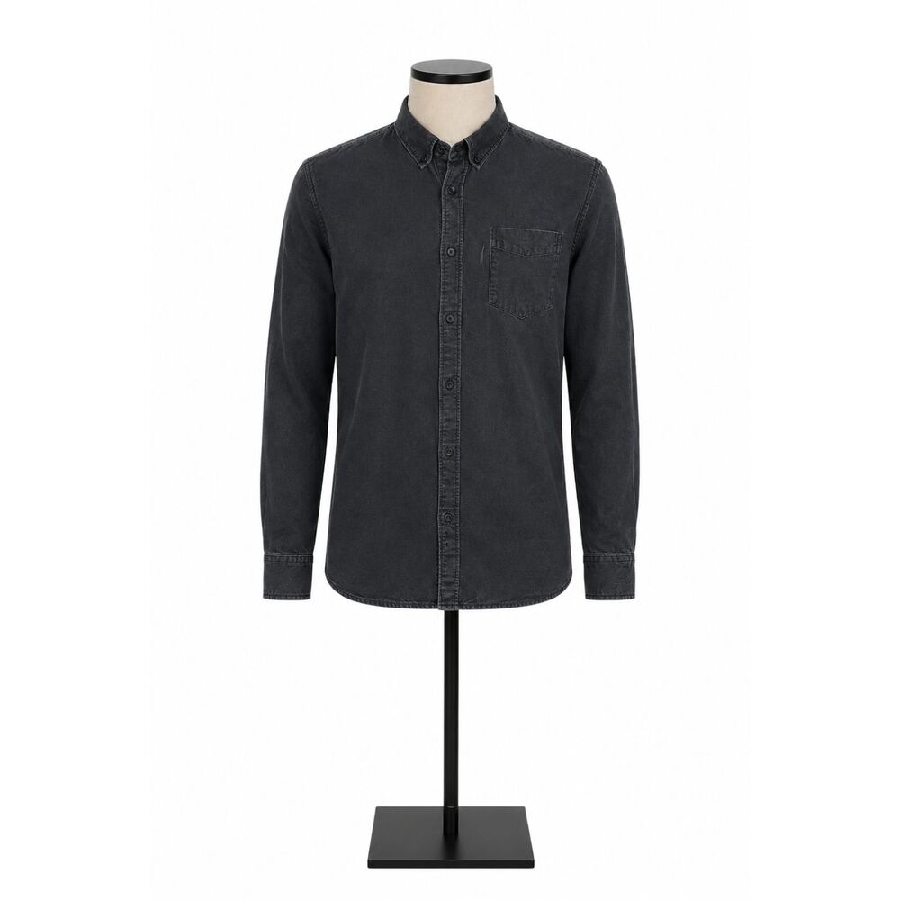Burnswick Men's Black Button-Down Long Sleeve Shirt Casual Collared Pocket XL